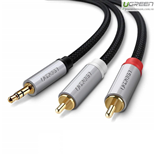 Cáp Audio 3.5mm ra 2 đầu RCA dài 1,5m chính hãng Ugreen 40842 mạ vàng cao cấp