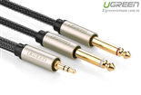 Cáp Audio 3,5mm to 2 đầu 6,5mm dài 1m chính hãng Ugreen 10613 mạ vàng cao cấp
