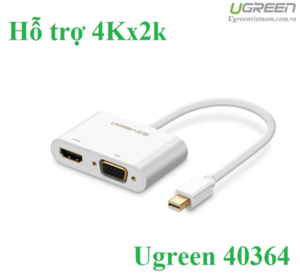 Cáp chuyển đổi 2 trong 1 Mini Displayport to HDMI/VGA hỗ trợ 4K*2K chính hãng Ugreen 40364 cao cấp