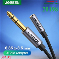 Cáp chuyển đổi âm thanh 6.35mm dương sang 3.5mm âm TRS dài 30cm Ugreen 20498 cao cấp