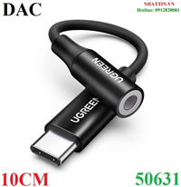 Cáp chuyển đổi âm thanh USB Type-C ra 3.5mm có chip DAC Ugreen 50361 cao cấp (Đen)