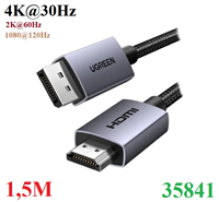 Cáp chuyển đổi Displayport to HDMI dài 1,5M hỗ trợ 4K30Hz Ugreen 35841 cao cấp