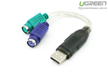 Cáp chuyển đổi USB 2.0 cổng PS/2 cho bàn phím chuột  Ugreen 20219 Chính hãng