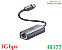 Cáp chuyển USB Type-C sang Lan 10/100/1000Mbps Ugreen 40322 vỏ nhôm Chính Hãng