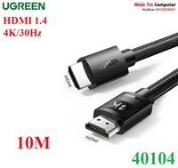 Cáp HDMI 1.4 dài 10M bọc nylon hỗ trợ độ phân giải 4K@30Hz Ugreen 40104 cao cấp