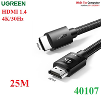 Cáp HDMI 1.4 dài 25M bọc nylon hỗ trợ độ phân giải 4K@30Hz Ugreen 40107 cao cấp (Có IC khuếch đại)