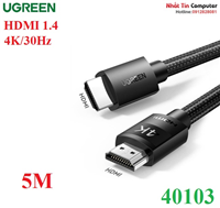 Cáp HDMI 1.4 dài 5M bọc nylon hỗ trợ độ phân giải 4K@30Hz Ugreen 40103 cao cấp