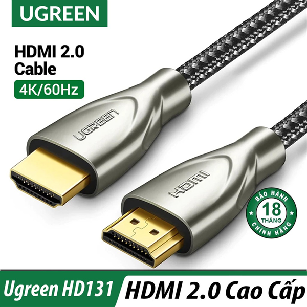 Cáp HDMI 2.0 Carbon 15m chuẩn 4K@60MHz Ugreen 50114 mạ vàng cao cấp