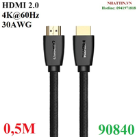 Cáp HDMI 2.0 dài 0,5m hỗ trợ full HD 4Kx2K chính hãng Ugreen 90840 cao cấp