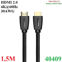 Cáp HDMI 2.0 dài 1,5m hỗ trợ 4K@60Hz Ugreen 40409 cao cấp