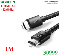 Cáp HDMI 2.0 dài 1M bọc nylon hỗ trợ độ phân giải 4K@60Hz Ugreen 30999 cao cấp