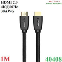 Cáp HDMI 2.0 dài 1m hỗ trợ 4K@60Hz Ugreen 40408 cao cấp