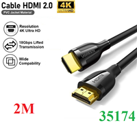 Cáp HDMI 2.0 dài 2m hỗ trợ hỗ trợ độ phân giải 4K@60Hz Ugreen 35174 cao cấp