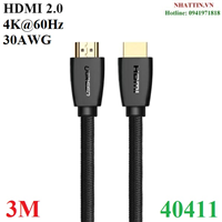 Cáp HDMI 2.0 dài 3m hỗ trợ 4K@60Hz Ugreen 40411 cao cấp