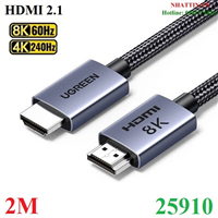 Cáp HDMI 2.1 dài 2M 8K@60Hz 48Gbps hỗ trợ HDR eARC Ugreen 25910 cao cấp