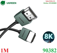 Cáp HDMI 2.1 slim dài 1M hỗ trợ 8K@60Hz Ugreen 90382 cao cấp (bọc nhôm, bện dù)