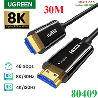 Cáp HDMI 2.1 sợi quang 30m hỗ trợ 8K/60Hz, 4K/120Hz chính hãng Ugreen 80409 cao cấp