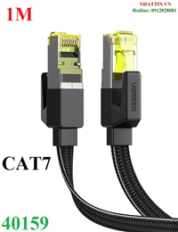 Cáp mạng Cat7 dẹt vỏ bọc Nylon dài 1M băng thông 10Gbps 600MHZ Ugreen 40159 cao cấp