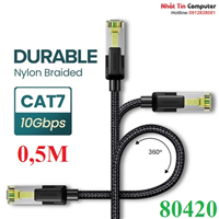 Cáp mạng Cat7 vỏ bọc Nylon dài 0,5M băng thông 10Gbps 600MHZ Ugreen 80420 cao cấp