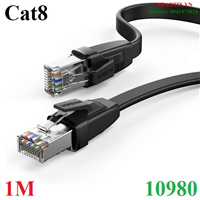 Cáp mạng đúc sẵn dẹt Cat8 U-FTP 30AWG 2000Mhz dài 1M Ugreen 10980 cao cấp
