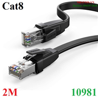 Cáp mạng đúc sẵn dẹt Cat8 U-FTP 30AWG 2000Mhz dài 2M Ugreen 10981 cao cấp