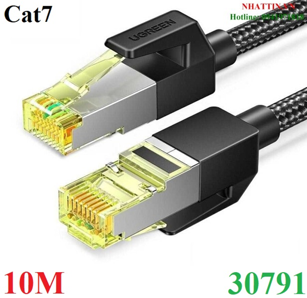 Cáp mạng F/FTP Cat7 vỏ bọc Nylon dài 10M băng thông 10Gbps 600MHZ Ugreen 30791 cao cấp