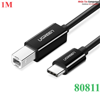 Cáp máy in USB 2.0 Type-C to USB Type-B dài 1M Ugreen 80811 (Màu đen)