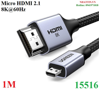 Cáp Micro HDMI to HDMI 8K@60Hz dài 1M Hỗ trợ Dynamic HDR, eARC Ugreen 15516 cao cấp