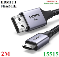 Cáp Mini HDMI to HDMI 8K@60Hz dài 2M Hỗ trợ Dynamic HDR, eARC Ugreen 15515 cao cấp