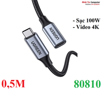 Cáp nối dài USB Type-C 3.1 GEN2 (Male/Female) dài 0,5m dây bọc dù Ugreen 80810 cao cấp