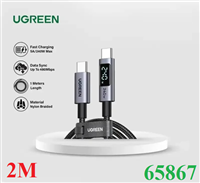 Cáp sạc, dữ liệu Type-C sang Type-C 240W/5A PD3.1 dài 2M có LED hiển thị Ugreen 65867 cao cấp