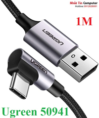 Cáp sạc, dữ liệu USB-A to USB Type-C bẻ góc 90 độ dài 1M Ugreen 50941 cao cấp