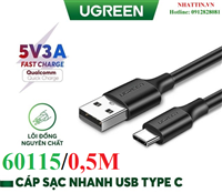 Cáp sạc, dữ liệu USB Type-A 2.0 sang USB Type-C dài 0,5M Ugreen 60115 cao cấp