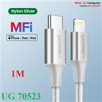 Cáp sạc, dữ liệu USB Type-C to Lightning dài 1M chuẩn MFI Apple, sạc nhanh Ugreen 70523