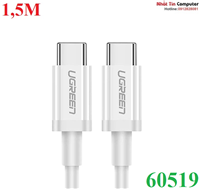 Cáp sạc, dữ liệu USB Type-C to USB Type-C dài 1,5M hỗ trợ PD 60W Ugreen 60519