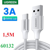 Cáp sạc nhanh 3A USB-A sang USB Type-C dài 1,5m Ugreen 60132 cao cấp