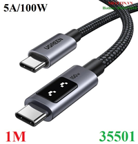 Cáp sạc nhanh 5A Uno USB-C sang USB-C dài 1M công suất 100W Ugreen 35501 cao cấp