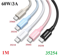 Cáp sạc nhanh 60W/3A USB Type-C to USB Type-C dài 1M Ugreen 35254 cao cấp (Màu Đen)