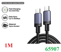 Cáp sạc nhanh, dữ liệu 240W 5A USB Type-C to Type-C dài 1M Ugreen 65907 cao cấp (bọc dù)