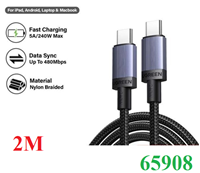 Cáp sạc nhanh, dữ liệu 240W 5A USB Type-C to Type-C dài 2M Ugreen 65908 cao cấp (bọc dù)