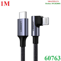Cáp sạc USB Type-C to Lightning dài 1M bẻ góc 90 độ chuẩn MFI Apple, sạc nhanh 3A Ugreen 60763