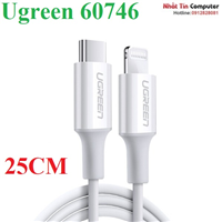 Cáp sạc USB Type-C to Lightning dài 25CM chuẩn MFI Apple, sạc nhanh 3A Ugreen 60746 cao cấp
