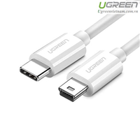Cáp sạc USB Type-C to Mini USB dài 1,5m chính hãng Ugreen 40418 màu trắng cao cấp