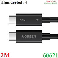 Cáp Thunderbolt 4 dài 2M xuất hình ảnh 8K@60Hz, truyền dữ liệu 40Gbps, sạc PD 100W Ugreen 60621