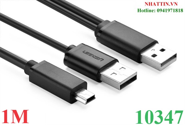 Cáp USB 2.0 to mini USB dài 1M có hỗ trợ nguồn Ugreen 10347 cao cấp