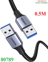 Cáp USB 3.0 Type-A hai đầu dương dài 0.5M chính hãng Ugreen 80789 cao cấp