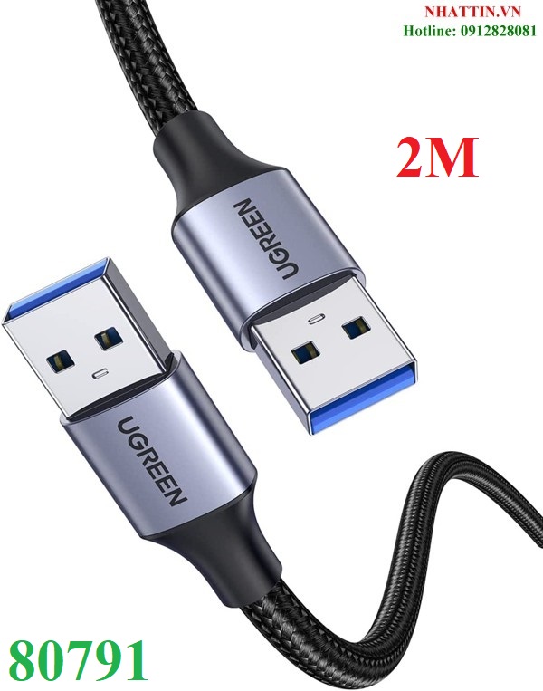 Cáp USB 3.0 Type-A hai đầu dương dài 2M chính hãng Ugreen 80791 cao cấp