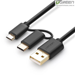 Cáp USB ra Micro USB và Type-C dài 1,5m chính hãng Ugreen 30177