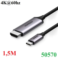 Cáp USB Type-C to HDMI hỗ trợ 4K@60Hz dài 1,5m chính hãng Ugreen 50570 cao cấp