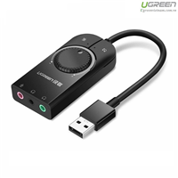Card Sound USB 2.0 có điều khiển volume hỗ trợ Mic&Loa chính hãng Ugreen 40964 cao cấp